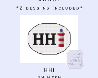 HHI Needlepoint Digital Stitch Chart- Ornament, Fridge Magnet, Clothes/Bag Patch- 18 mesh- Hilton Head Island Classic Decal Design