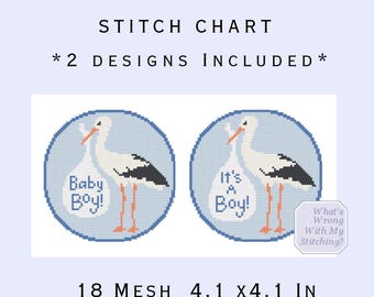 Baby Boy, It's a Boy Round Needlepoint Chart- DIY Hand Painting Guide (PDF Pattern) Easy Self Finish Decor, Ornament, Hang