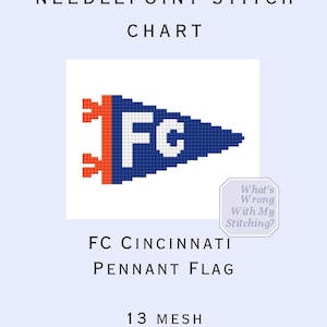 FC Cincinnati Pennant Flag Needlepoint Digital Download 13 mesh/ Mini if made on 18 mesh