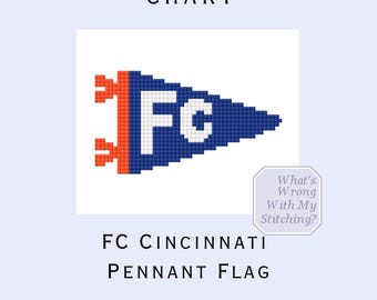 FC Cincinnati Pennant Flag Needlepoint Digital Download 13 mesh/ Mini if made on 18 mesh