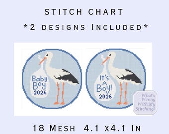 Baby Boy Round/It's a Boy Round Ornament Needlepoint Chart- PDF for DIY Hand Painting Guide, Easy Self Finish Decor, Ornament, Door Hang etc