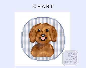 Cockapoo Stripe Background Needlepoint Chart/Cross Stitch Digital Chart PDF/Printout- DIY Guide for Hand Painted Canvas - 13 Mesh
