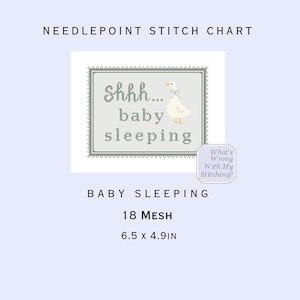 Baby Sleeping Door Hang Needlepoint Chart/Cross Stitch Digital Chart Pdf - DIY Guide To Hand Paint Canvas - 18 Mesh 6.5 x 4.9 inches