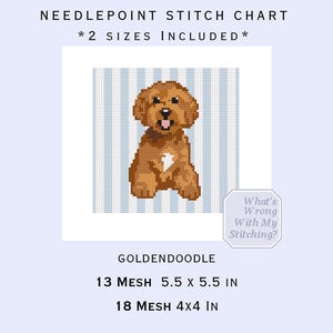 Goldendoodle *2 Größen 13mesh(5.5inx5.5 in) 18mesh(4x4) Nadelspitze / Kreuzstich Anleitung PDF Digital Download / Printable