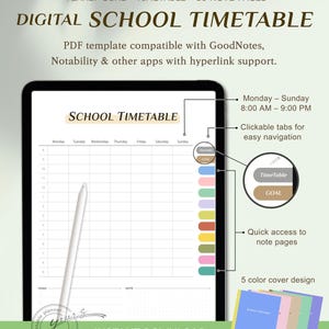 2026 2027 Digital Academic Student Timetable College Study Planner Weekly School Schedule Template Homework Tracker Exam Organizer
