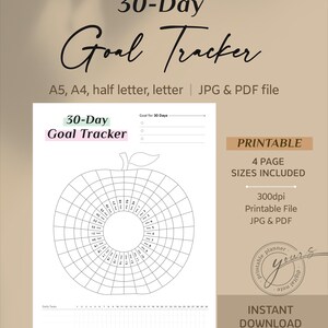 Rastreador de hábitos de colorear Desafío mensual circular Tabla de objetivos de 30 días Rutina visual para estudiantes Imprimible Divertido gestor de tareas diarias