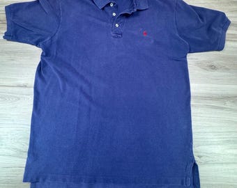 VTG Polo Ralph Lauren Herren Blau Baumwolle Kurzarm Poloshirt Made in USA L