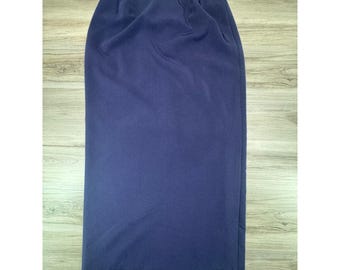 VTG Marinblå Högmidjad Maxikjol Fodrad Slits Bak Formell Skräddarsydd 90-talsmodell