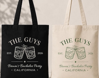 The Guys Bachelor Party Tote Bag | Personalized Bachelor Weekend Tote | Custom Whiskey Cheers Gift Bag