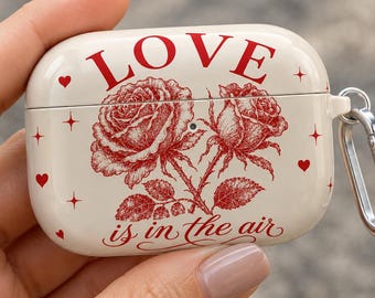 Personalized Vintage Rose AirPods Case, Love Is in the Air Floral Case, Glossy AirPods Pro & Generation Case, Custom Love Gift