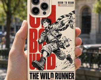 Anime Adventure Tough Phone Case for iPhone and Samsung, Manga Runner Protective Cover, Red Cream Graphic Case, Anime Fan Gift