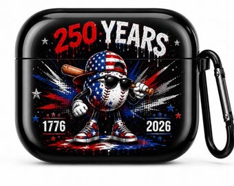 250 Years AirPods Case, Patriotic Baseball AirPods Pro Case, USA Independence Day Gift, 1776 2026 America Earbuds Cover, 4th of July Gift