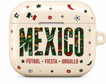 Mexico Soccer AirPods Case, Fútbol Fiesta Orgullo AirPods Cover, Mexican Fan Gift, World Cup Inspired AirPods Pro Case