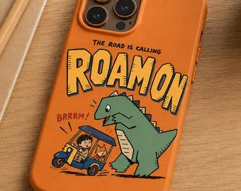 Dinosaur Tough Phone Case, Roam On Travel Doodle iPhone Case, Cute Adventure Samsung Cover, Retro Protective Case, Traveler Gift