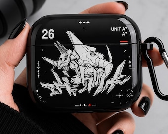 Neon Mecha Inspired Glossy AirPods Pro Gen 1 2 3 4 Case, Anime Earbuds Cover, EVA Inspired Tech Accessory, Gift for Otaku Fans