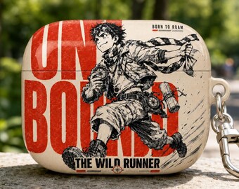Anime Adventure AirPods Case, Manga Runner Case for AirPods Pro & Gen, Red Cream Graphic Earbud Cover, Anime Fan Gift