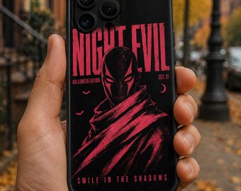 Night Evil Halloween Phone Case, Gothic Black Pink Tough Cover for iPhone Samsung