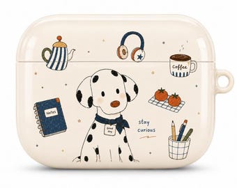 Cute Dalmatian AirPods Case, Back to School AirPods Case, 6 Color Options, Cozy Study Journal, Gift for Students, AirPods Pro & Gen Case