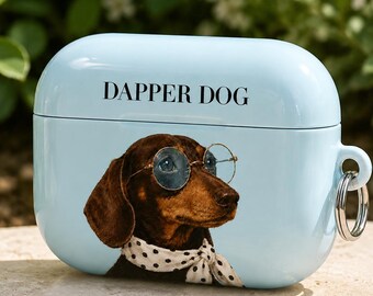 Dachshund AirPods Gen Case, AirPods Pro Case, Dapper Dog Cover, Cute Sausage Dog Gift, Vintage Dog Lover Gift