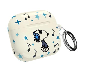 Snoopy Music AirPods Case, Cute Headphones Earbuds Cover, Kawaii Star Pattern AirPods Pro Accessory