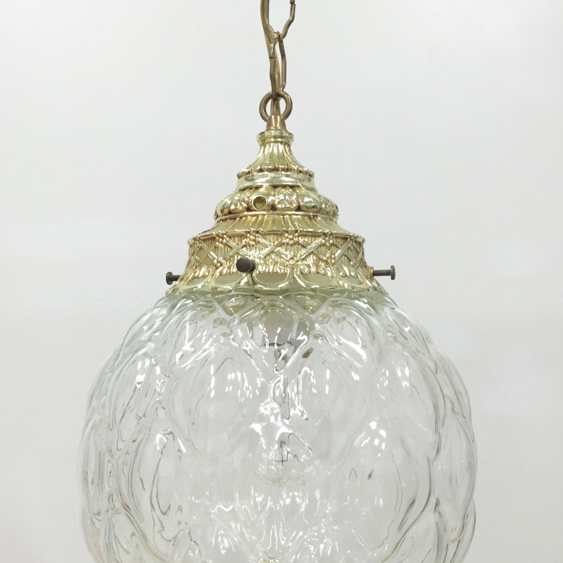 Vintage Swag Lamp / Pendant Light Plug In Clear Pressed Glass Etsy