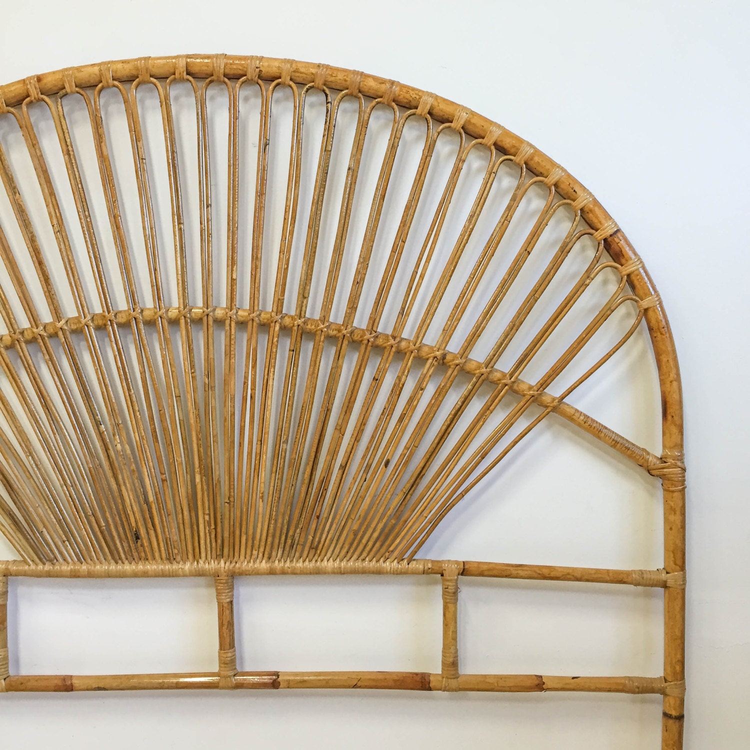 Bamboo Rattan Headboard Double / Full Bed Vintage Bohemian Etsy