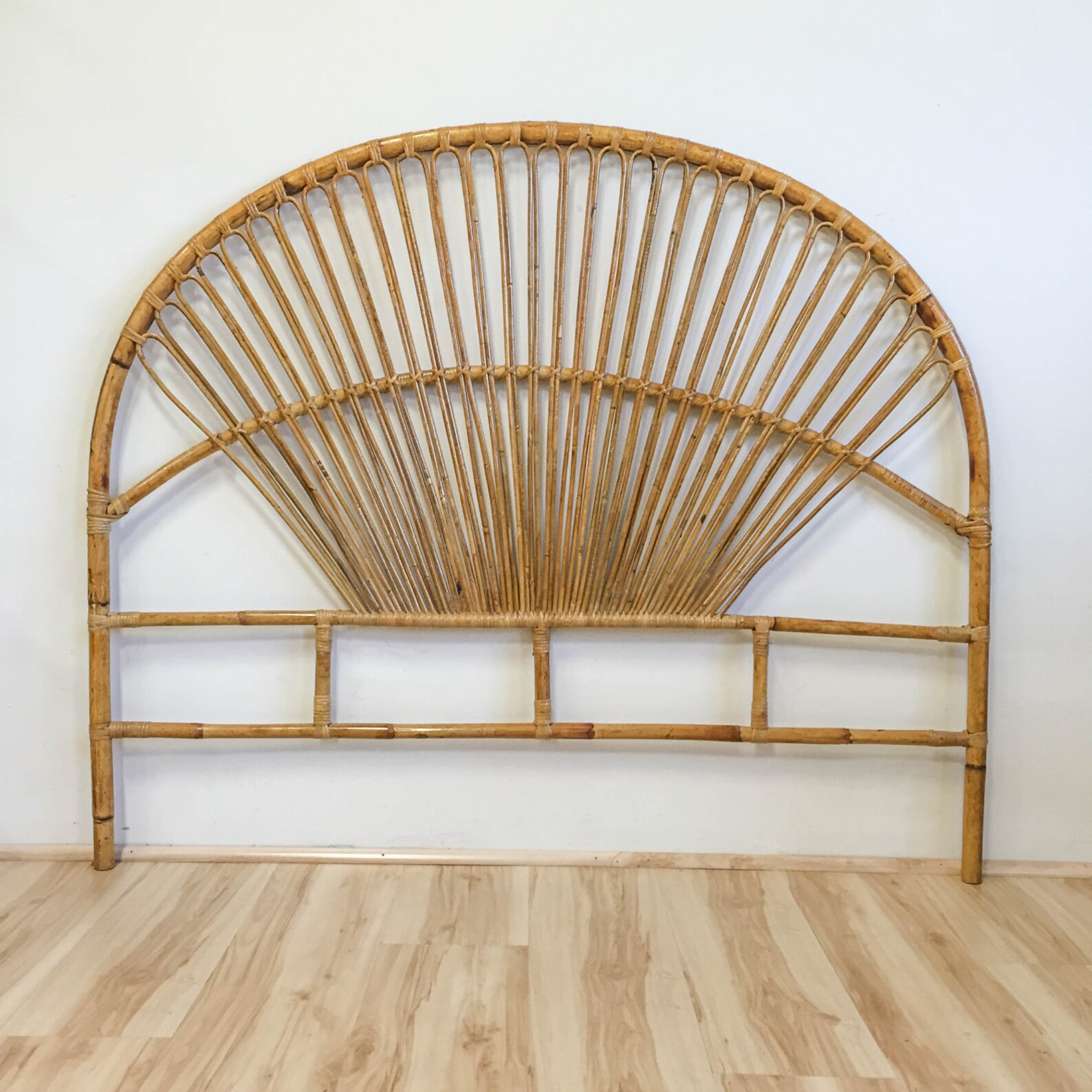 Bamboo Rattan Headboard Double / Full Bed Vintage Bohemian Etsy