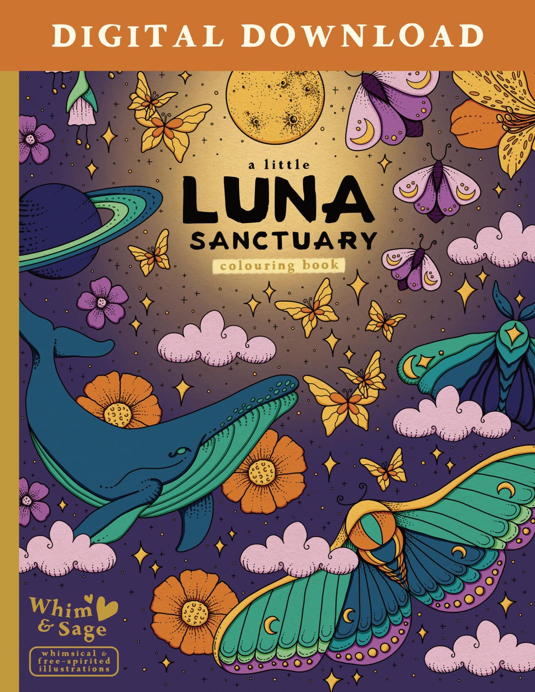 A Little Luna Sanctuary ~ 40 Hand-Drawn Colouring Pages PDF | Mindful Colouring Book - Dig