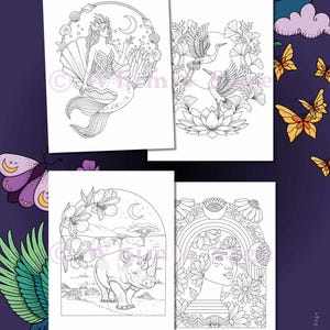 A Little Luna Sanctuary ~ 40 Hand-Drawn Colouring Pages PDF | Mindful Colouring Book - Digital Download image 6