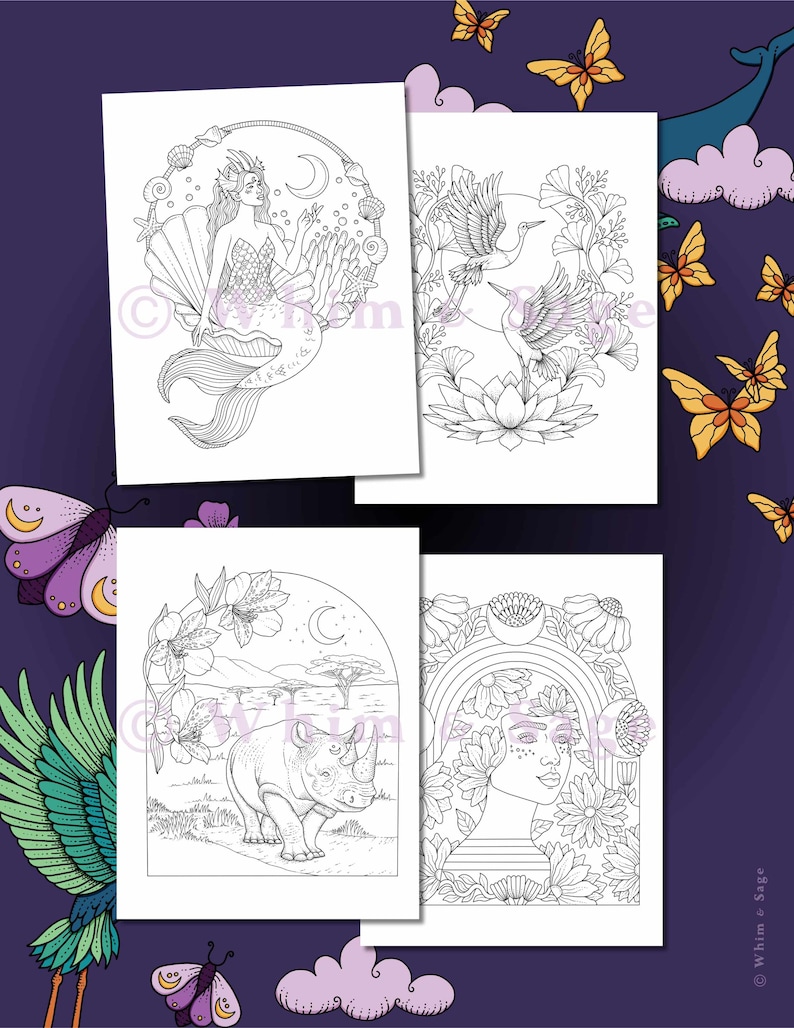 A Little Luna Sanctuary ~ 40 Hand-Drawn Colouring Pages PDF | Mindful Colouring Book - Digital Download image 6