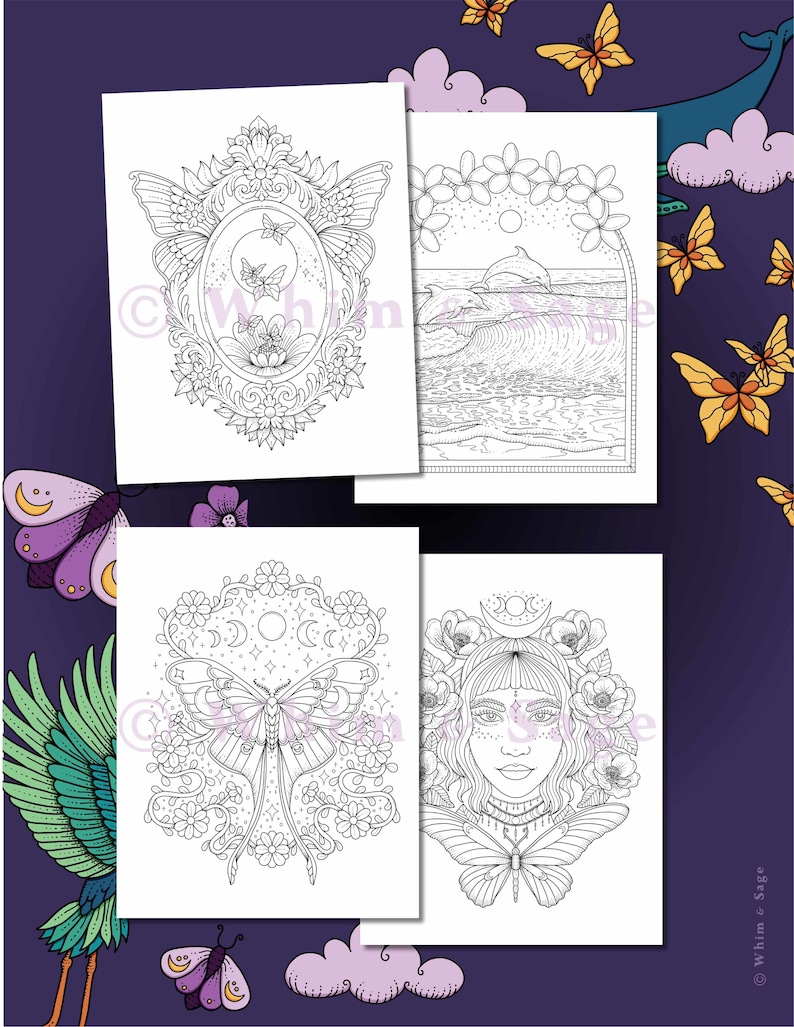 A Little Luna Sanctuary ~ 40 Hand-Drawn Colouring Pages PDF | Mindful Colouring Book - Digital Download image 5