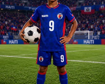 Camisa de futebol infantil número 9 do Haiti
