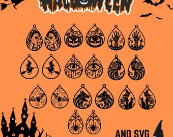 ハロウィンイヤリング用STL＆SVGデータ50点セット｜ティアドロップゴシックデザイン（デジタルダウンロード）