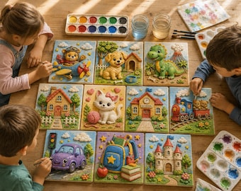 子供向け3DレリーフウォールアートSTLファイル10点 – 動物、学校、ファンタジー（デジタルダウンロード）