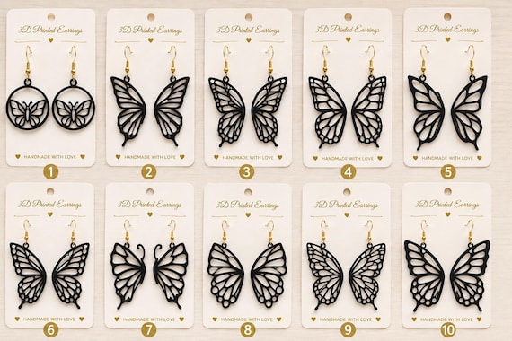 10 Butterfly Earring STL Files | 3D Printable Resin Bezel Designs (Digital Download)