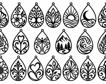20 Filigree Teardrop Earrings STL Files – 3D Printable Earrings, Slow Print, Resin Filled