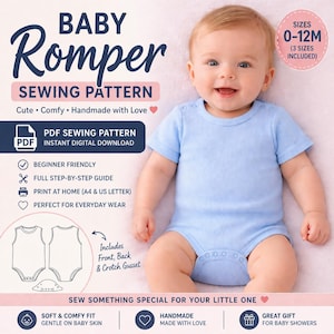 Baby Romper PDF Pattern, Easy Newborn Jumpsuit Sewing (Instant Download)
