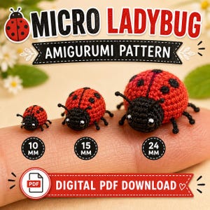 Ladybug Amigurumi Crochet Pattern PDF, DIY Beetle Toy Tutorial, Cute Spring Insect Plush, Beginner-Friendly