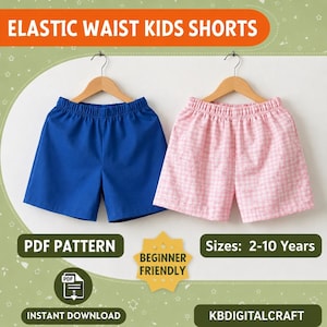 Kids Shorts Sewing Pattern PDF – Easy Beginner Unisex Shorts, Baby to Toddler Sizes, Printable, Digital Download
