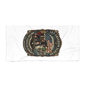 Let Freiheit Screme Americana Adler Schild Strandtuch | Fantastische 250th Jubiläum USA Vintage Universal Monster Style Bild 2