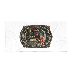 Let Freiheit Screme Americana Adler Schild Strandtuch | Fantastische 250th Jubiläum USA Vintage Universal Monster Style Bild 1
