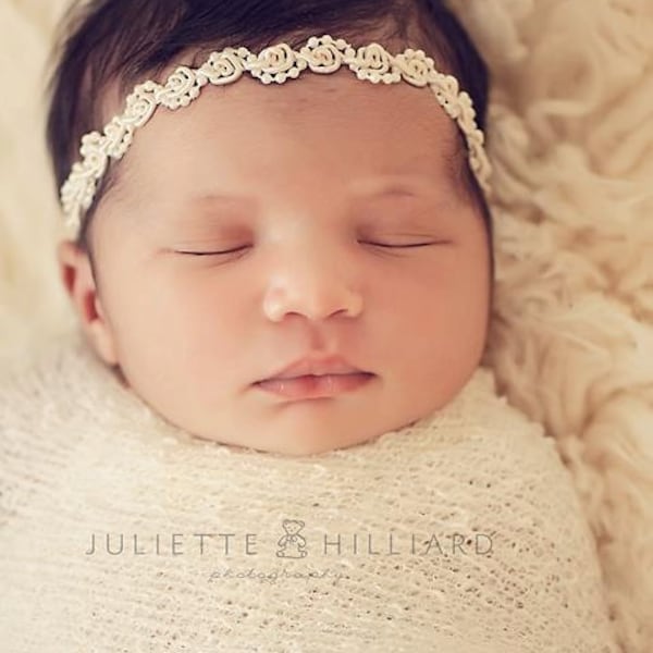 Newborn Headband "Angelina"  Newborn Photography Prop, Baby Headband