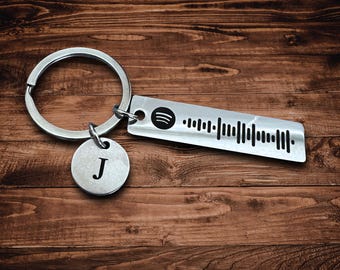 Personalized Song Code Keychain - Engraved Stainless Steel Music Gift