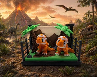 Minijuego de dinosaurios – Diorama de dinosaurios impreso en 3D – Juguete de escritorio jurásico – Escena en miniatura