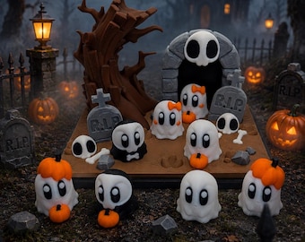 Diorama de cementerio fantasmal espeluznante / Exhibición de estante de Halloween, decoración de cementerio embrujado
