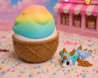Figura de dragón de helado / Decoración Kawaii de fantasía pastel, expositor de huevos de postre