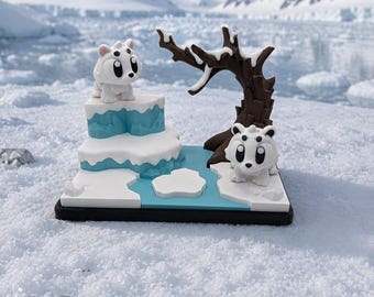 Diorama de animales árticos impreso en 3D / Escena invernal para exhibición, artículo de colección.