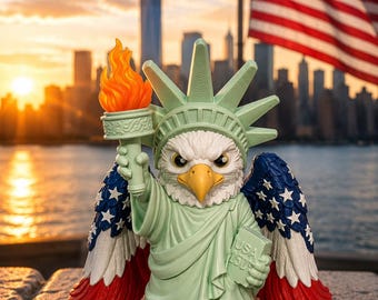 Figura patriótica del águila de la libertad, alas con la bandera estadounidense, decoración coleccionable impresa en 3D.