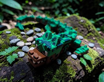 Dragón de Tierra – Dragón del Bosque Impreso en 3D – Juguete de Escritorio de Naturaleza – Objeto de Colección Fantástico