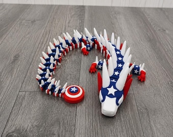 Juguete flexible articulado de dragón/bandera estadounidense impreso en 3D, decoración de escritorio